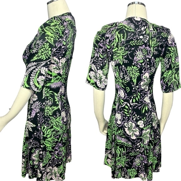 RODEBJER Kandy Vegetal Floral Print V-Neck Zipper Bodice Mini Dress NEW Size XS - Picture 5 of 12